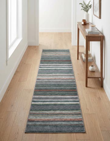 Green Washable Yara Runner Rug