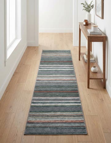Green Washable Yara Runner Rug