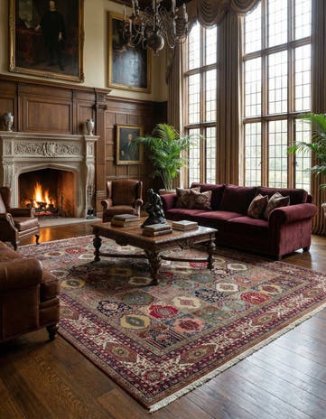 11' 6 x 13' 5 Hand Knotted Kashmir Wool Square Rug