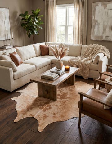 6' 2 x 6' 6 Cowhide Leather Square Rug