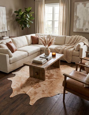 6' 2 x 6' 6 Cowhide Leather Square Rug