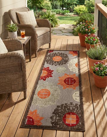 Brown Easy-Clean Modern Indoor / Outdoor Runner Rug