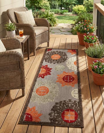 Brown Easy-Clean Modern Indoor / Outdoor Runner Rug