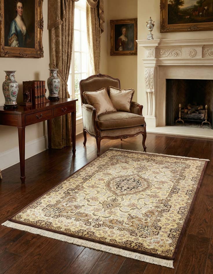 Detail image of 3' 4 x 5' Ghom Silk Rug