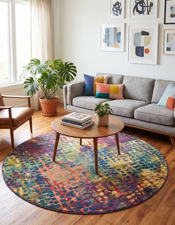Washable Theia Round Rug