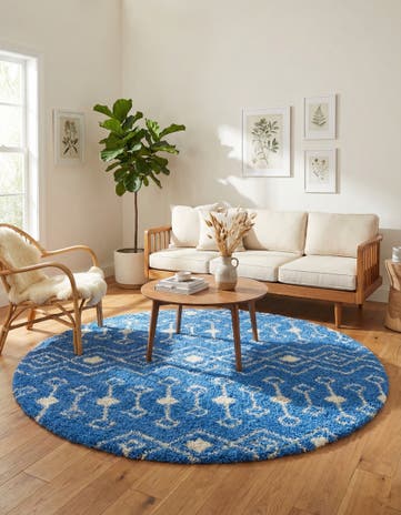 7' 10 x 7' 10 Moroccan Trellis Shag Round Rug