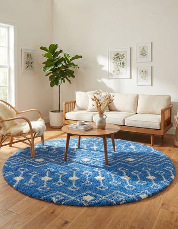 7' 10 x 7' 10 Moroccan Trellis Shag Round Rug