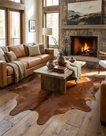 6' 5 x 7' 2 Cowhide Leather Rug