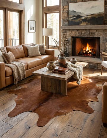 6' 5 x 7' 2 Cowhide Leather Rug