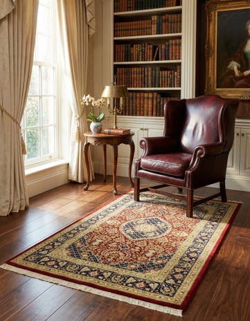 3' 2 x 4' 10 Ghom Silk Rug