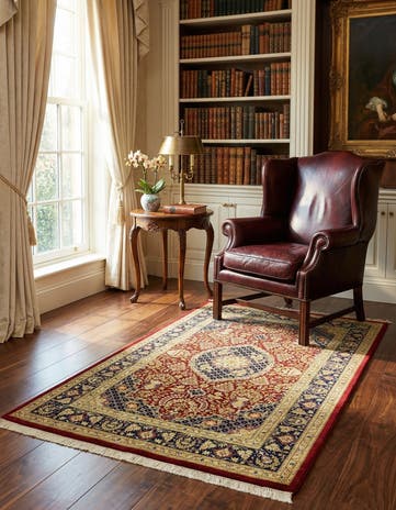 3' 2 x 4' 10 Ghom Silk Rug