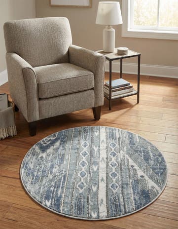 Blue Gray Oregon Round Rug