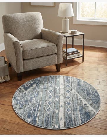 Blue Gray Oregon Round Rug