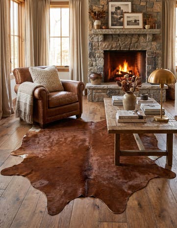 5' 8 x 6' 5 Cowhide Leather Rug