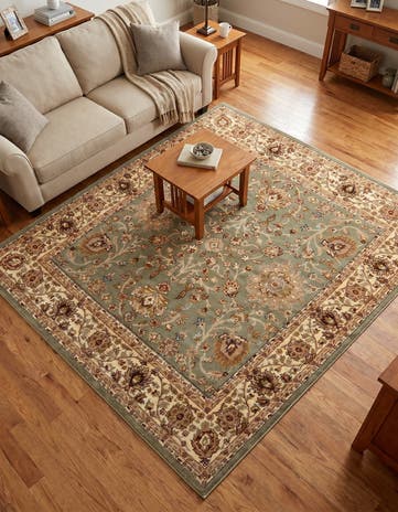 Light Green Classic Agra Square Rug