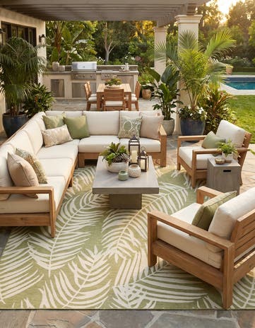 13' x 13' Easy-Clean Botanical Indoor / Outdoor Square Rug