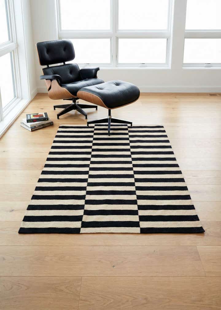 4' 2 x 6' 1 Hand Woven Kilim Modern Wool Rug