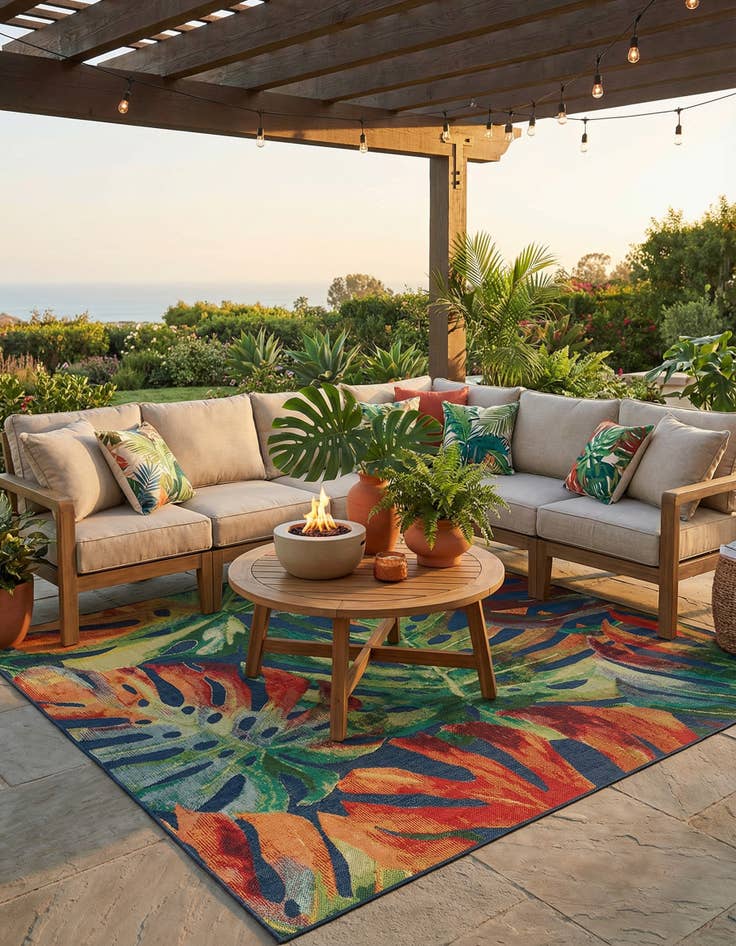 Detail image of 10' x 10' Washable Baja Indoor / Outdoor Square Rug