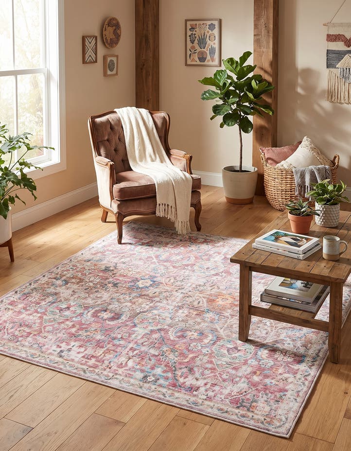 5' 3 x 5' 3 Washable Nostalgia Square Rug