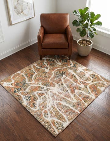 4' x 4' 2 Hand Knotted Ultra Vintage Persian Wool Square Rug