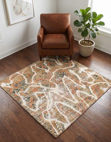 4' x 4' 2 Hand Knotted Ultra Vintage Persian Wool Square Rug