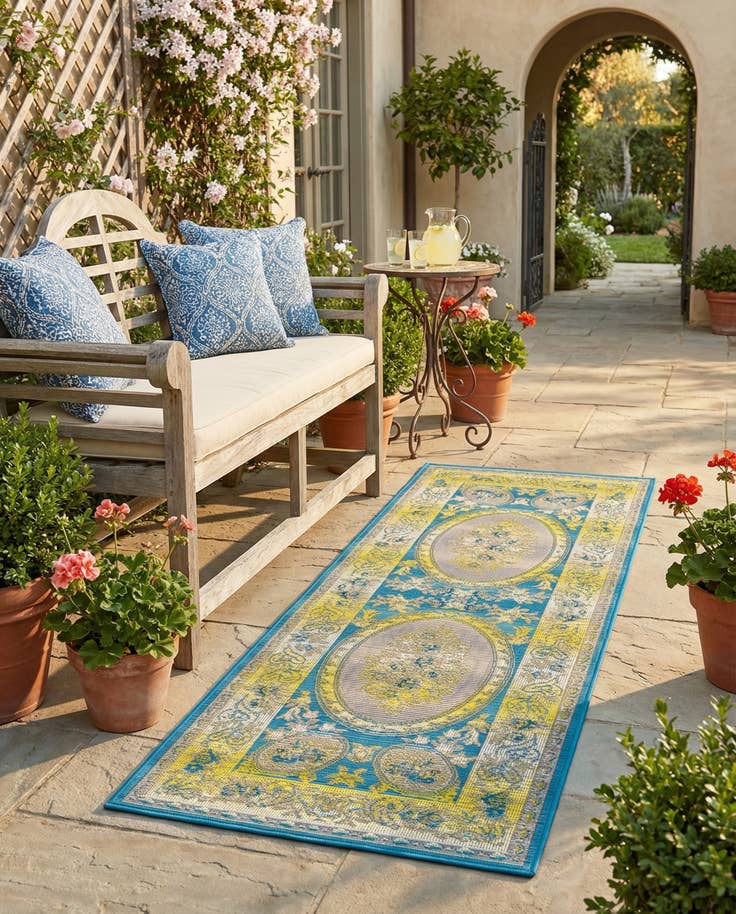 Detail image of 2' x 6' Easy-Clean Traditional Indoor / Outdoor Runner Rug