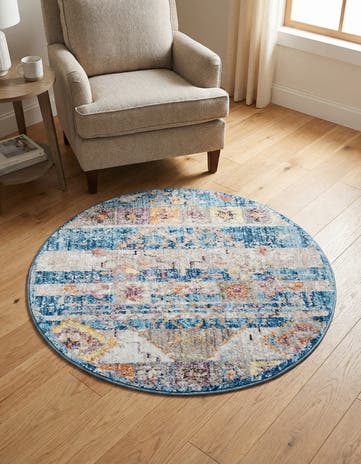 Blue Vega Round Rug