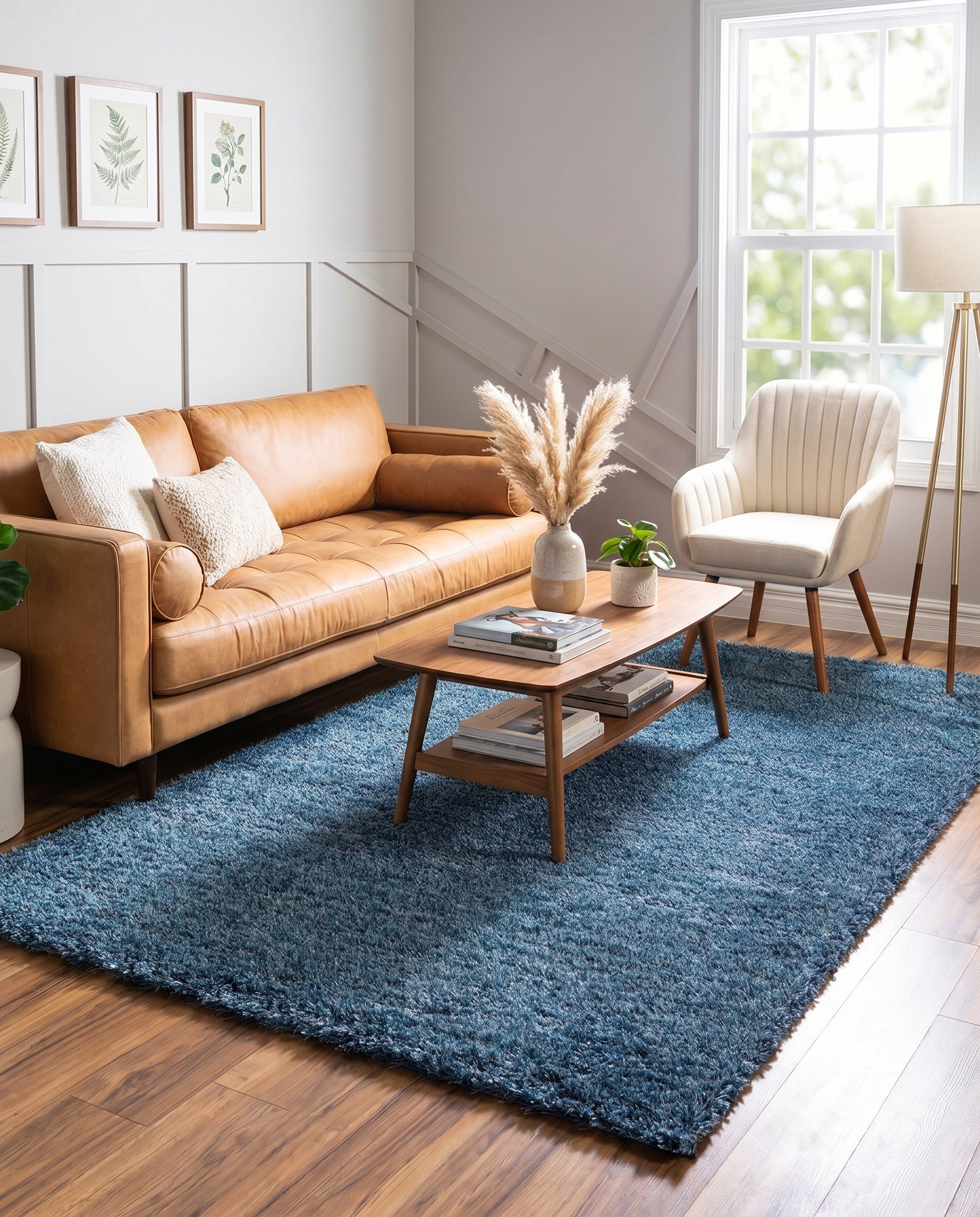 Navy Blue Luxe Solid Shag Rug