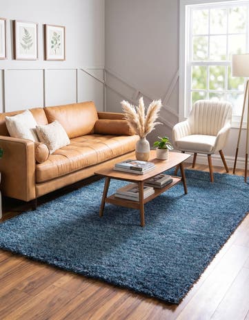 Navy Blue Luxe Solid Shag Rug