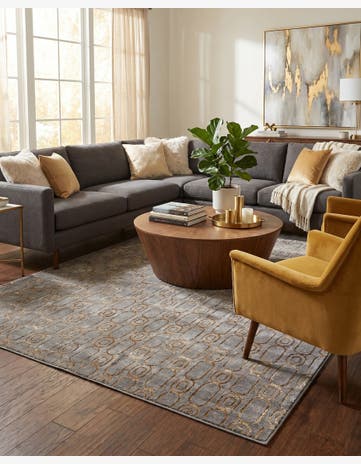 Gray and Gold Vogue Geo Rug