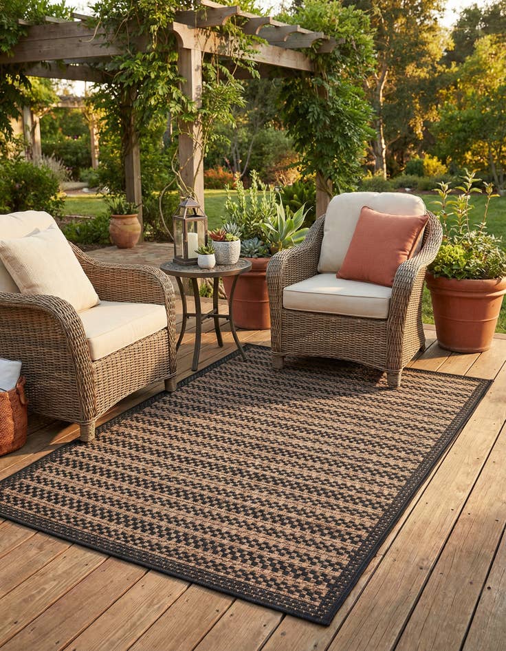 Detail image of 3' 3 x 5' Washable Border Indoor / Outdoor Rug