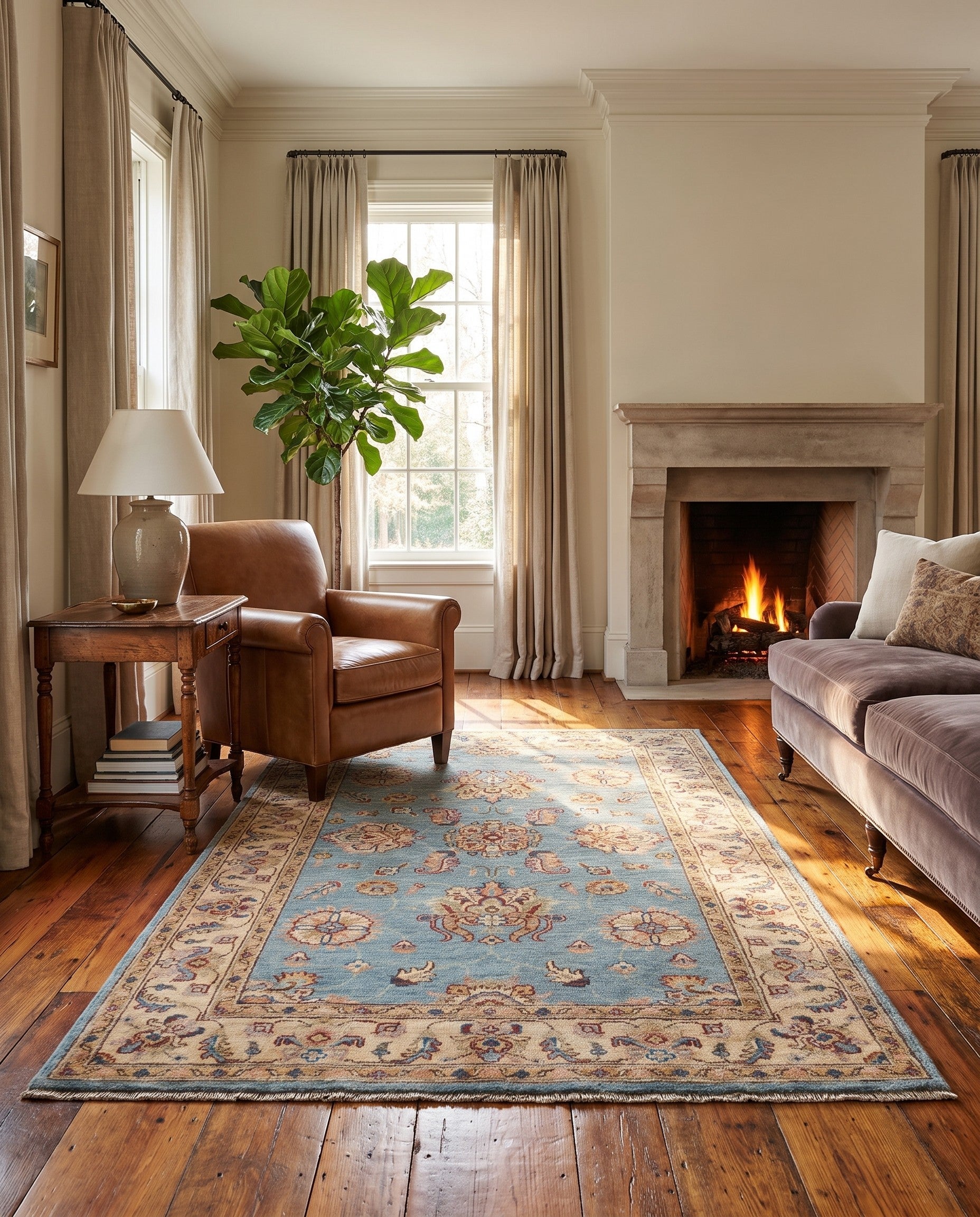 3' 5 x 5' 4 Hand Knotted Ziegler Rug