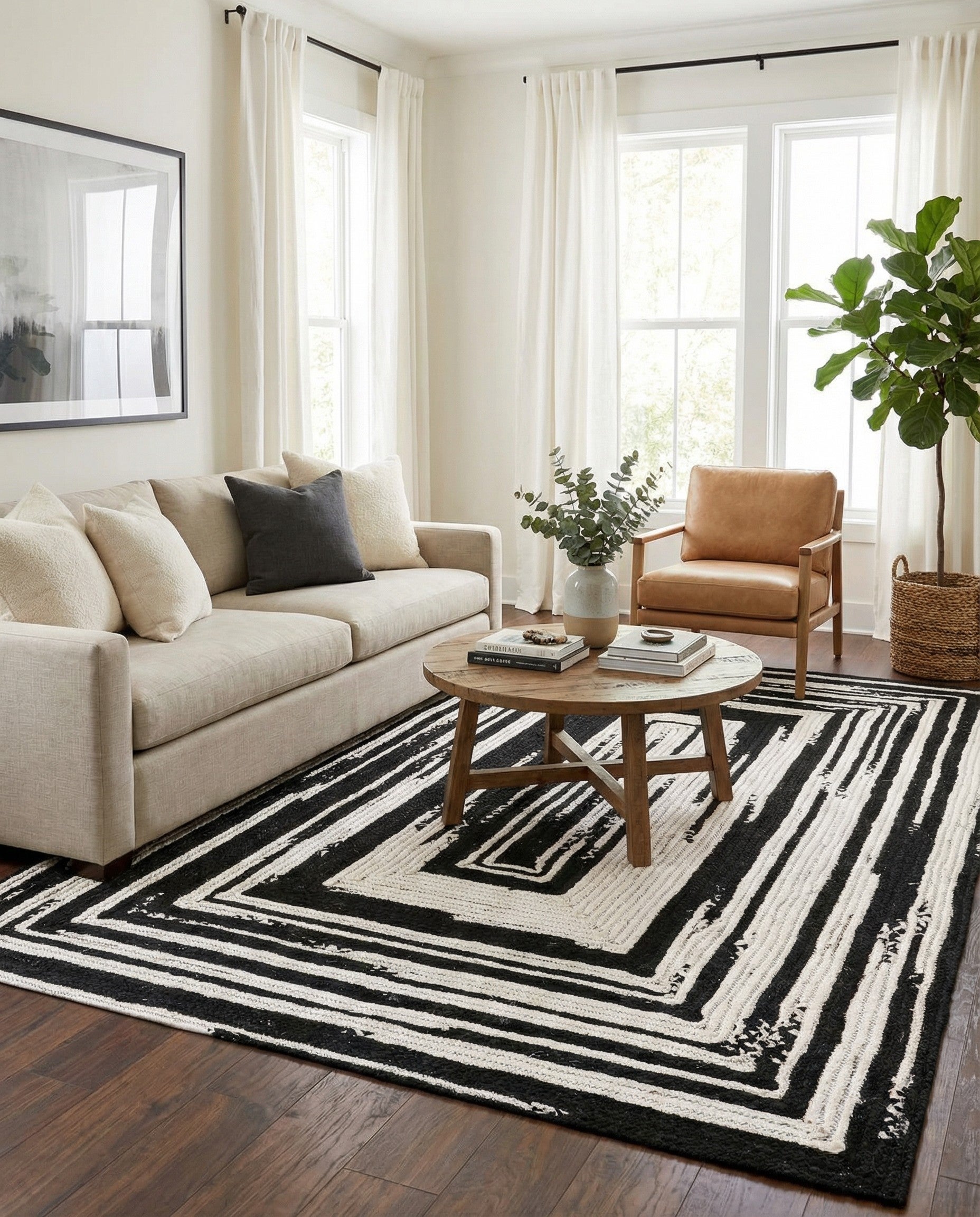 8' x 10'  Hand Braided Chindi Rug