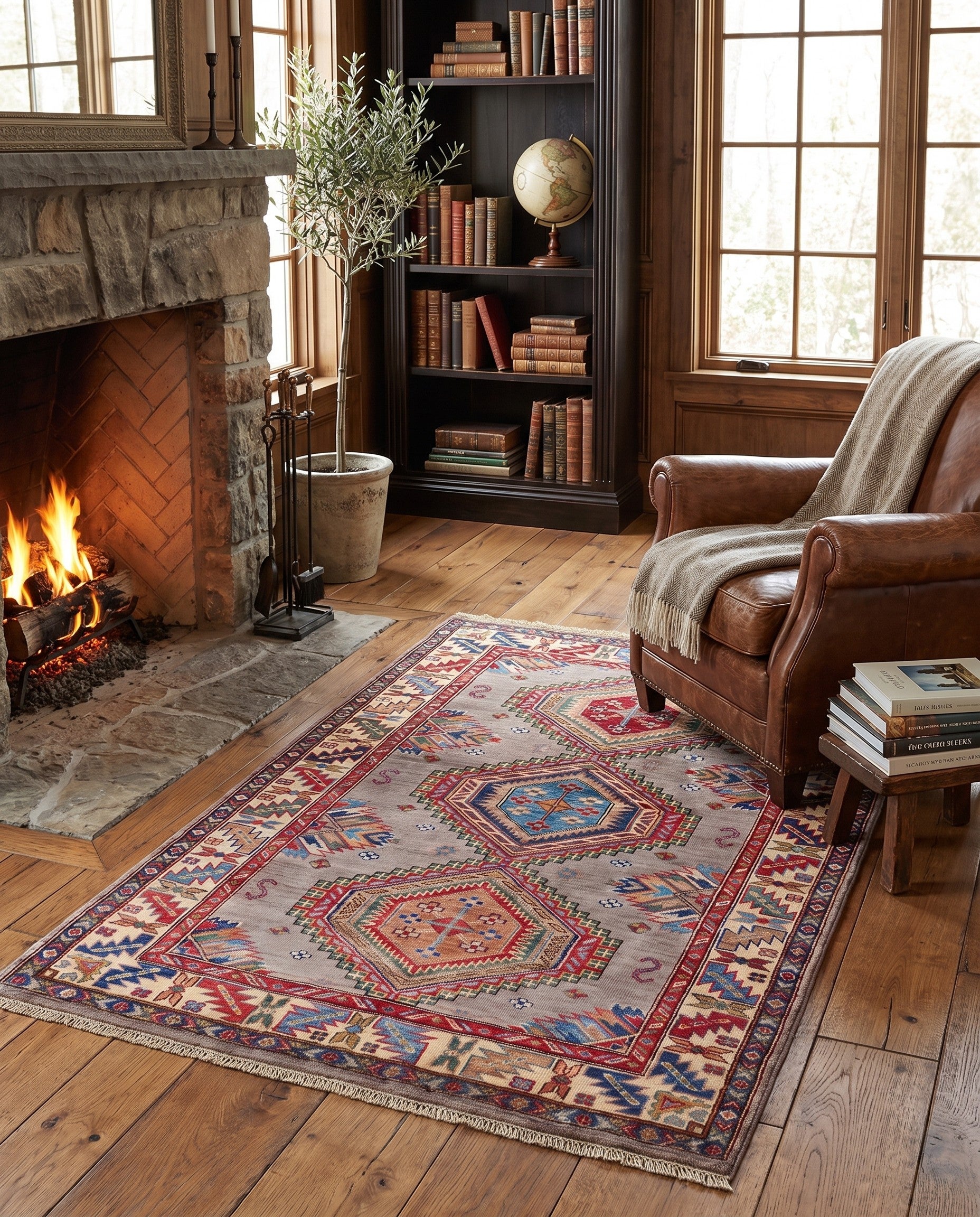 3' 6 x 5' 3 Hand Knotted Kazak Rug