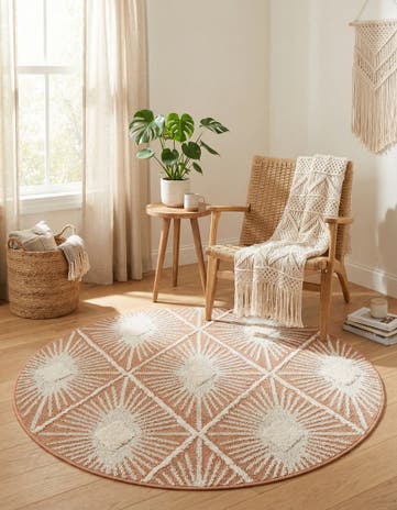 Rust Red Boho Round Rug