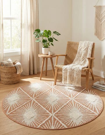 Rust Red Boho Round Rug