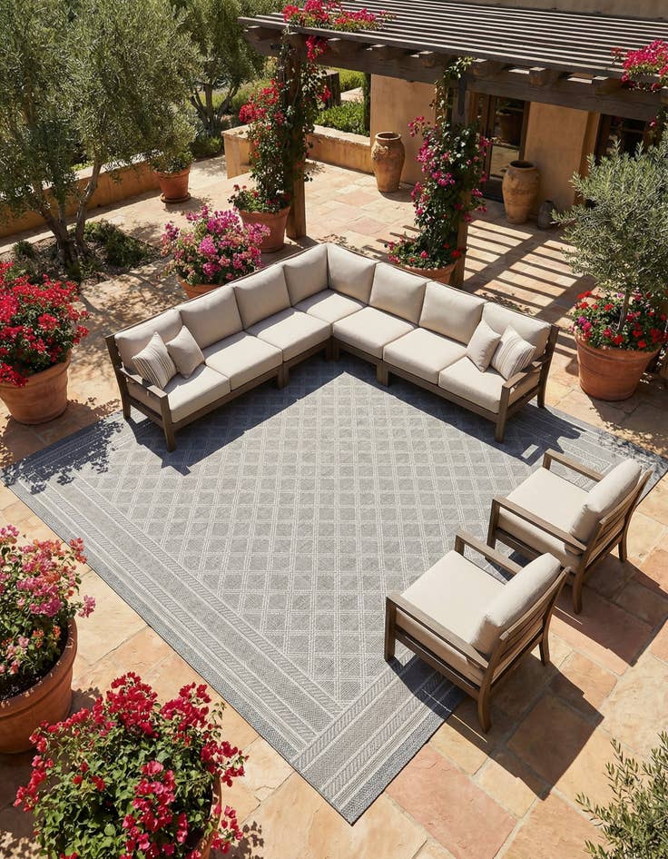 Detail image of 10' x 10' Washable Trellis Indoor / Outdoor Square Rug