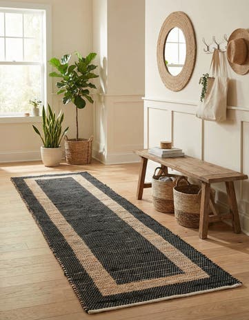 2' 6 x 9' Hand Woven Chindi Jute Runner Rug