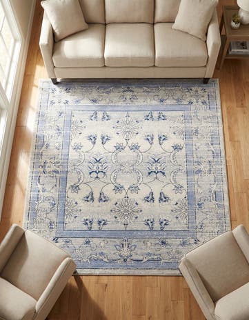 Ivory Blue Miranda Square Rug