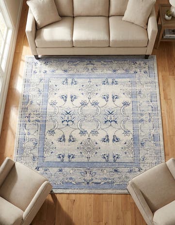 Ivory Blue Miranda Square Rug