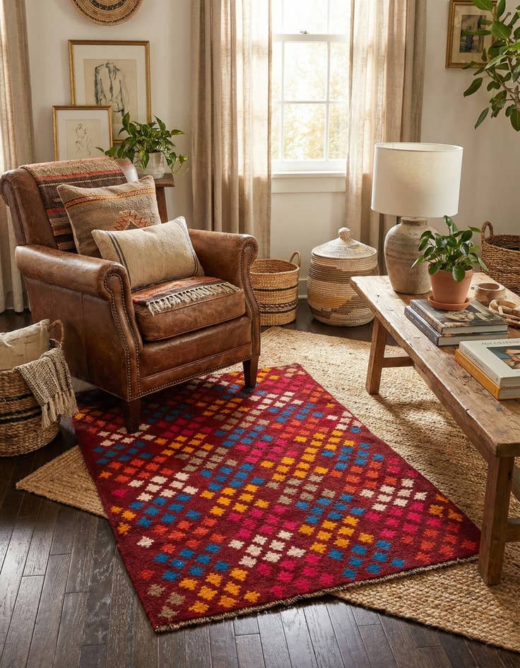 Detail image of 3' 1 x 4' 7 Hand Knotted Balouch Wool Rug