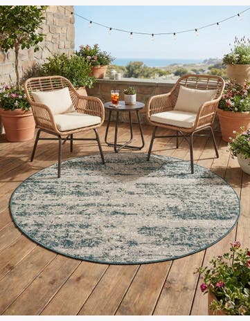 5' 3 x 5' 3 Easy-Clean Modern Indoor / Outdoor Round Rug