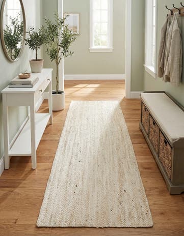 2' 6 x 6' 1 Handmade Braided Jute Runner Rug