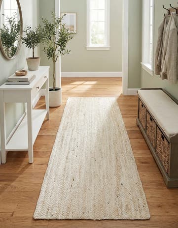 2' 6 x 6' 1 Handmade Braided Jute Runner Rug