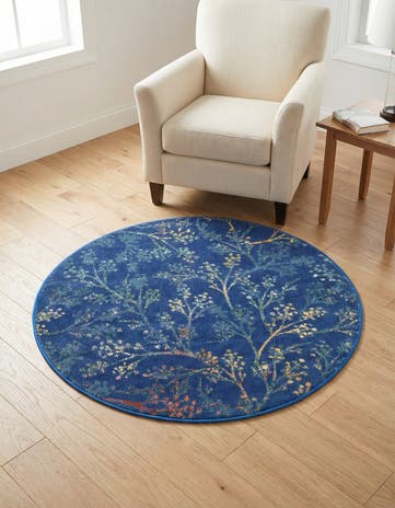 Blue Blossom Round Rug