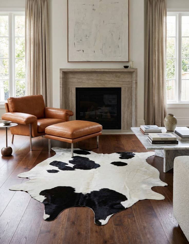 Detail image of 6' 3 x 6' 10 Cowhide Leather Rug