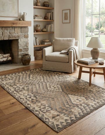 4' x 5' 8 Hand Woven Kilim Maymana Wool Rug