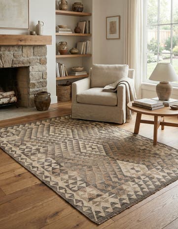 4' x 5' 8 Hand Woven Kilim Maymana Wool Rug