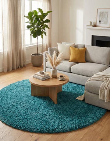 7' 10 x 7' 10 Solid Shag Round Rug