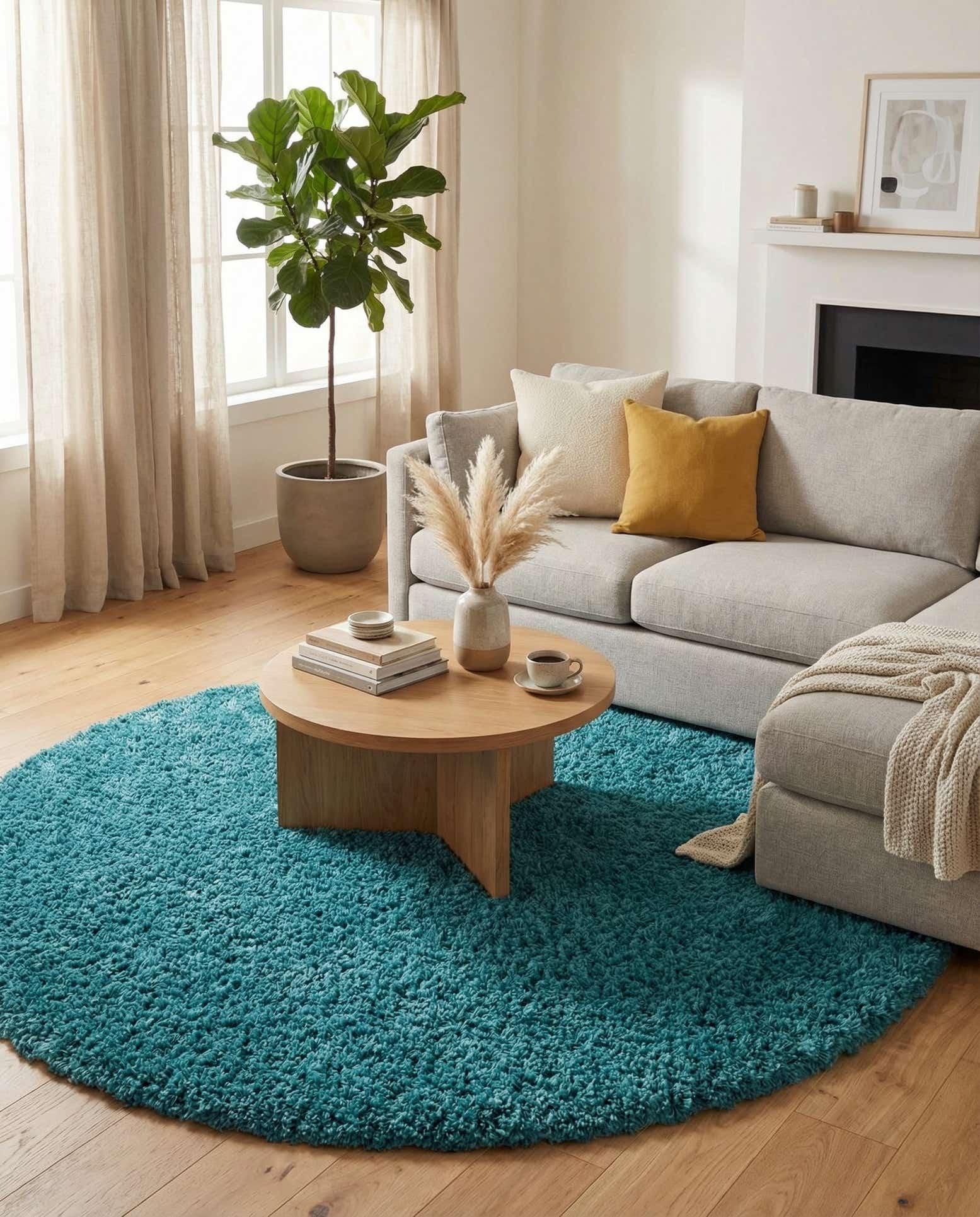 7' 10 x 7' 10 Solid Shag Round Rug